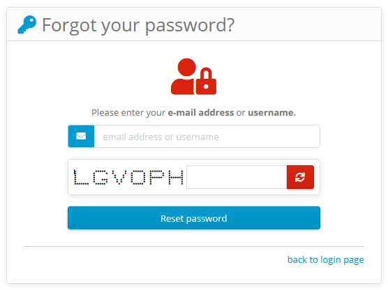 Forgotten password page | Software protection, licensing and copy