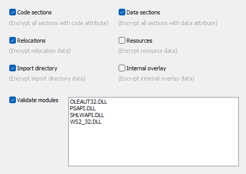 PC Guard: Encryption settings