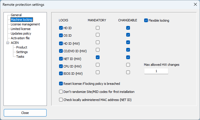 pc guard: remote protection: machine locking policy